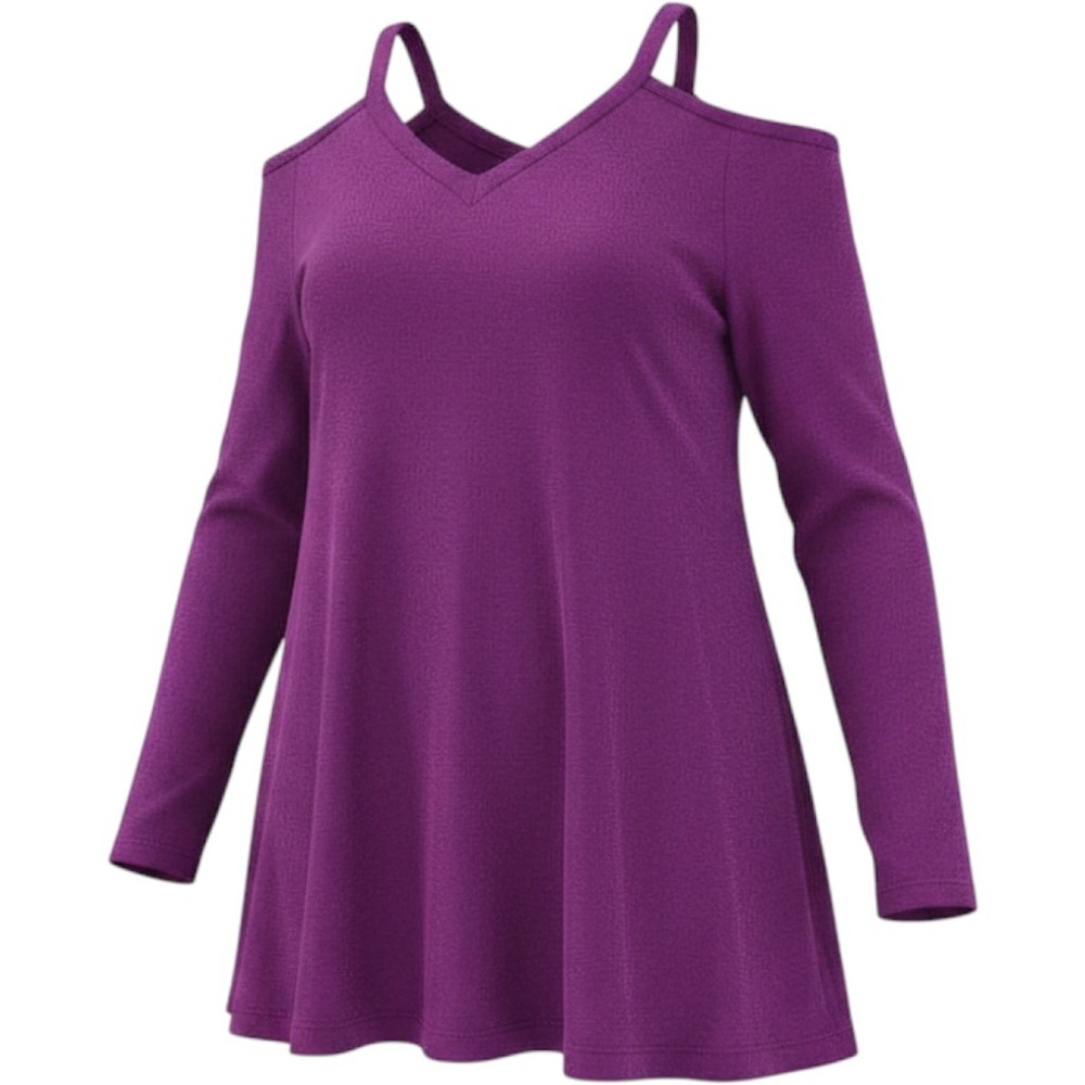 Simply Styled Mauve Purple Cold Shoulder Top Women's Large L Soft Long Sleeve